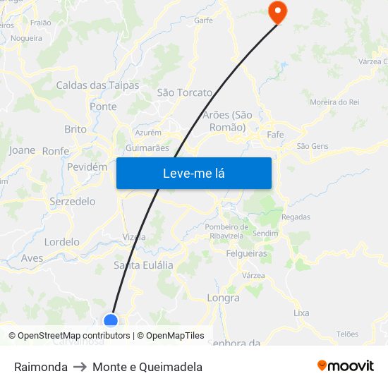 Raimonda to Monte e Queimadela map