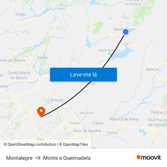 Montalegre to Monte e Queimadela map