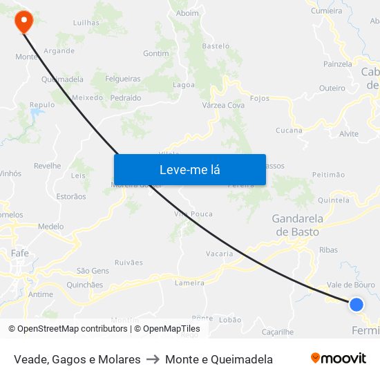 Veade, Gagos e Molares to Monte e Queimadela map