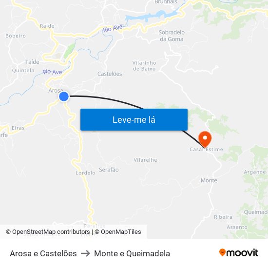 Arosa e Castelões to Monte e Queimadela map