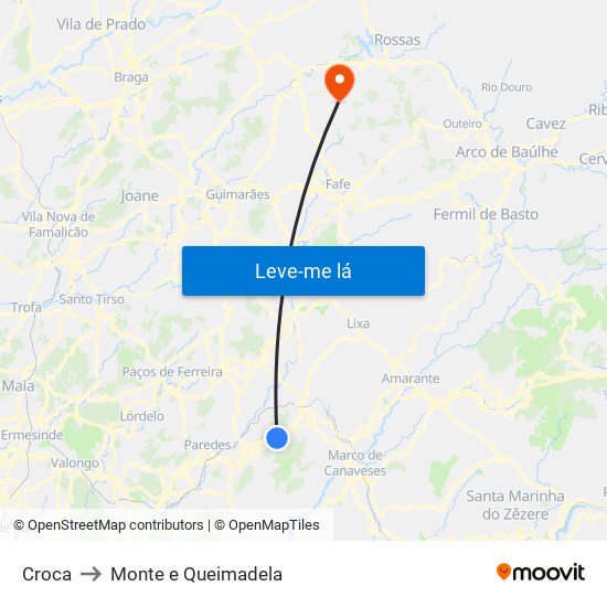 Croca to Monte e Queimadela map