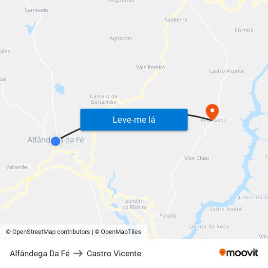 Alfândega Da Fé to Castro Vicente map