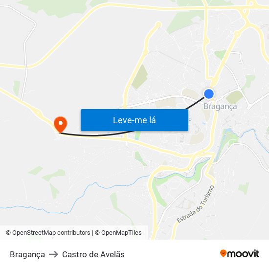 Bragança to Castro de Avelãs map