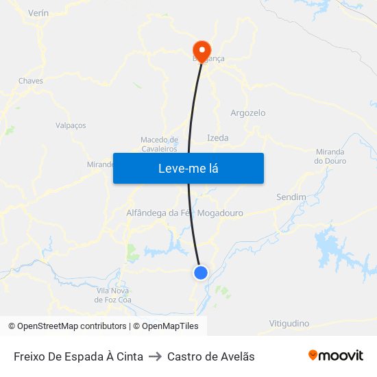 Freixo De Espada À Cinta to Castro de Avelãs map