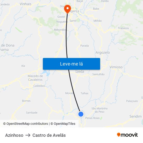 Azinhoso to Castro de Avelãs map