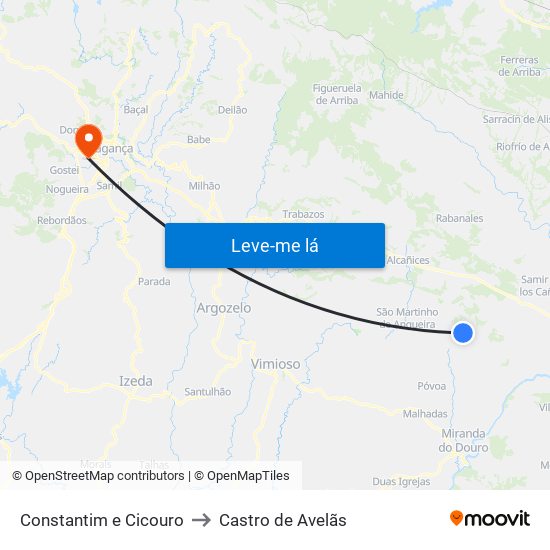 Constantim e Cicouro to Castro de Avelãs map