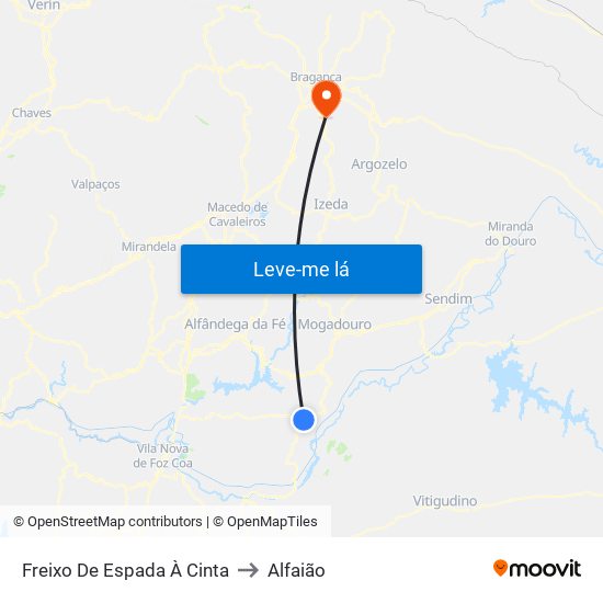 Freixo De Espada À Cinta to Alfaião map