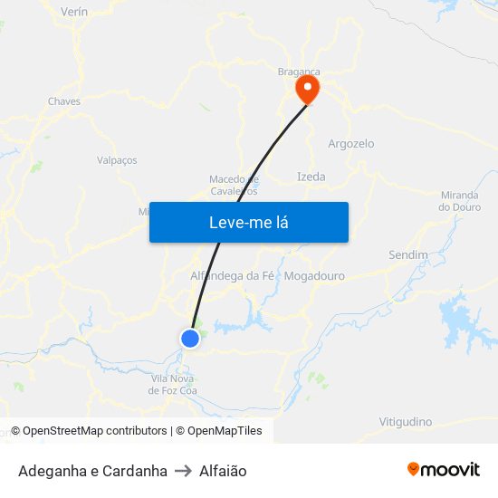 Adeganha e Cardanha to Alfaião map