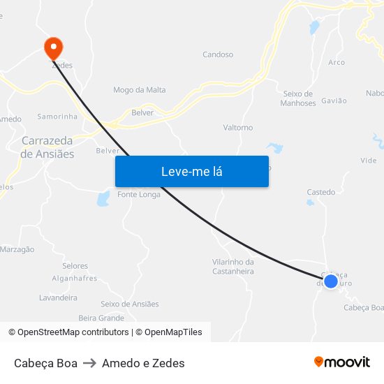 Cabeça Boa to Amedo e Zedes map