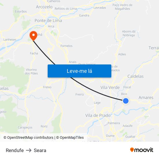 Rendufe to Seara map