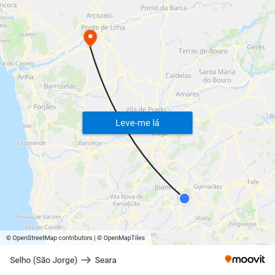 Selho (São Jorge) to Seara map