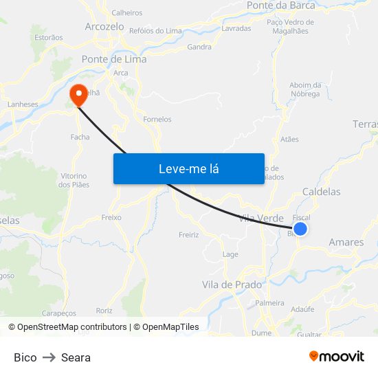 Bico to Seara map