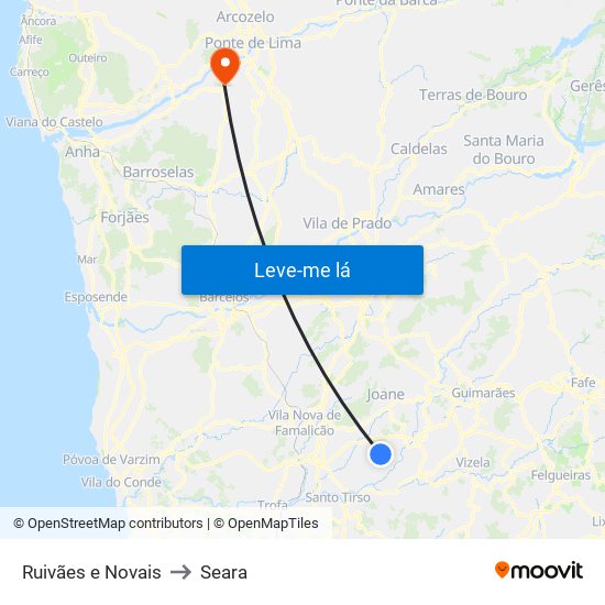 Ruivães e Novais to Seara map