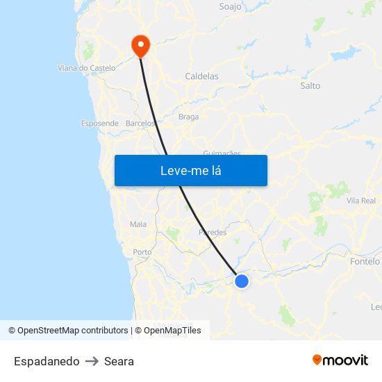 Espadanedo to Seara map