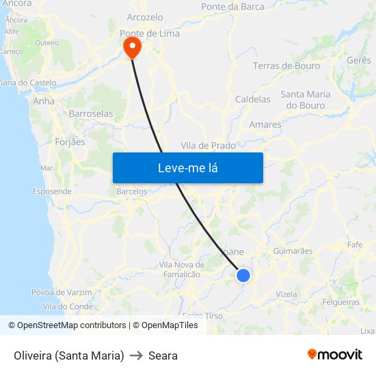 Oliveira (Santa Maria) to Seara map