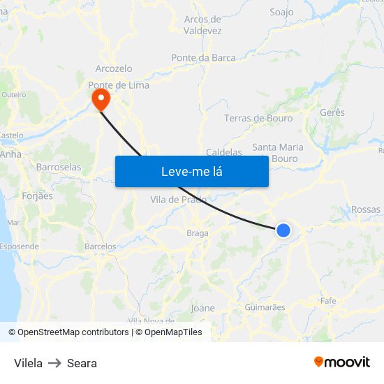 Vilela to Seara map