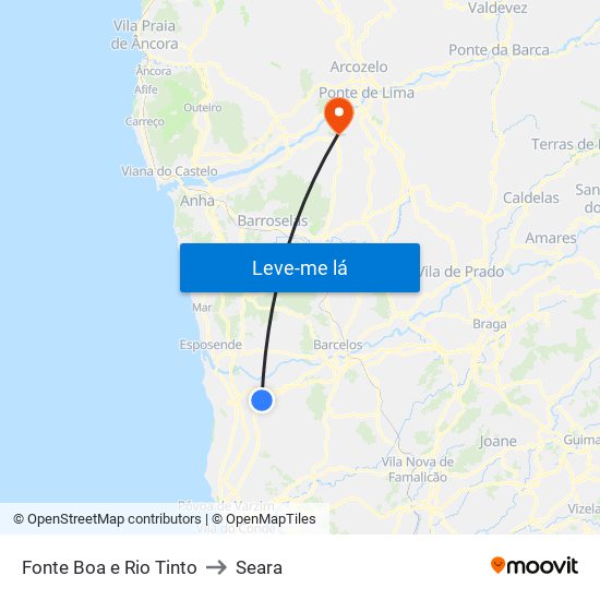 Fonte Boa e Rio Tinto to Seara map