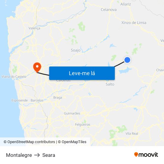 Montalegre to Seara map
