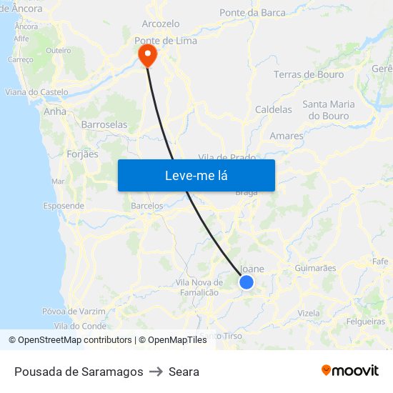 Pousada de Saramagos to Seara map