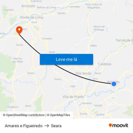 Amares e Figueiredo to Seara map