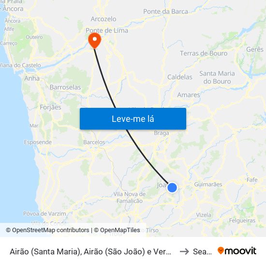 Airão (Santa Maria), Airão (São João) e Vermil to Seara map