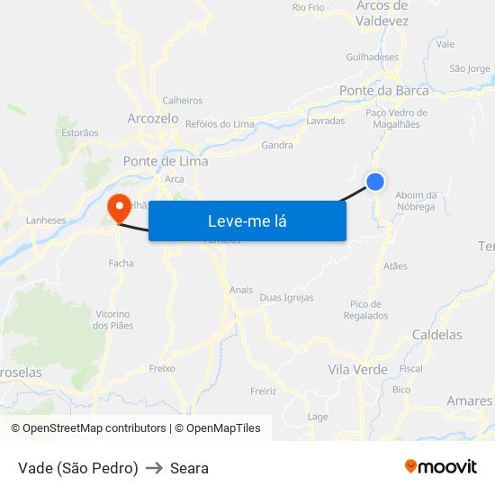 Vade (São Pedro) to Seara map