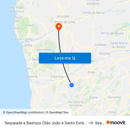 Sequeade e Bastuço (São João e Santo Estêvão) to Seara map