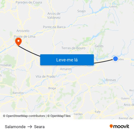 Salamonde to Seara map