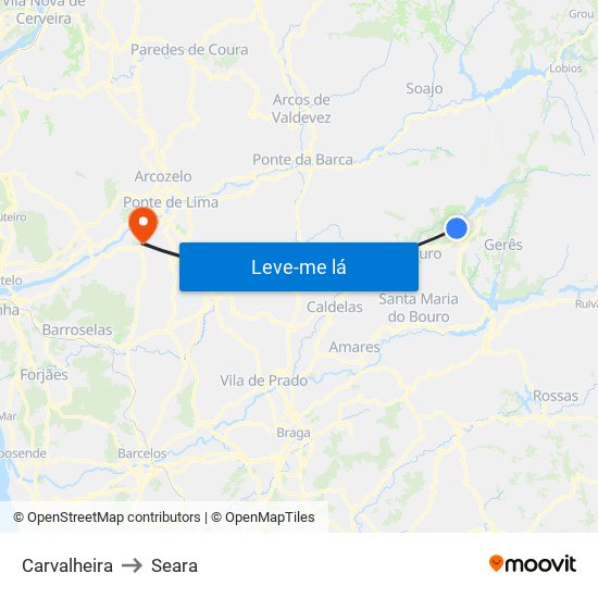 Carvalheira to Seara map