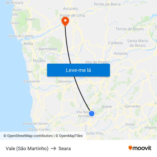 Vale (São Martinho) to Seara map