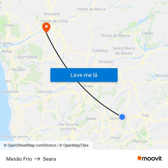 Mesão Frio to Seara map