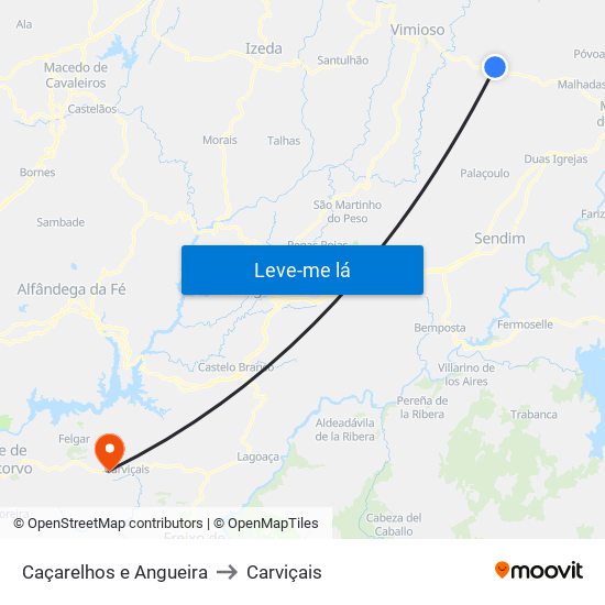Caçarelhos e Angueira to Carviçais map