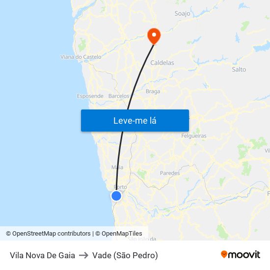 Vila Nova De Gaia to Vade (São Pedro) map