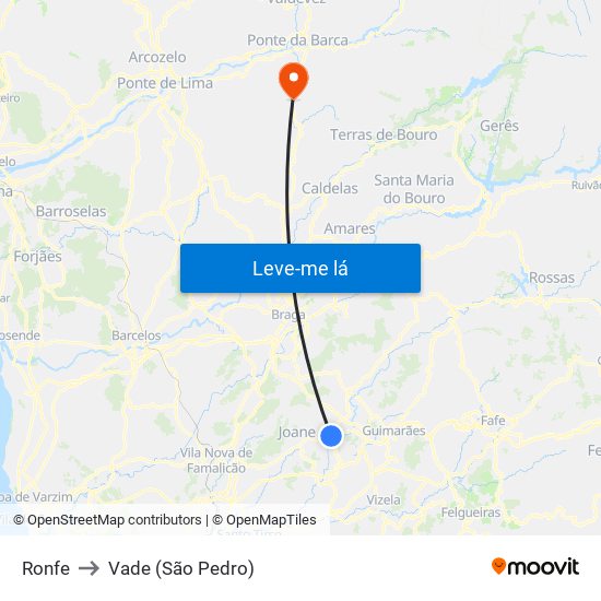 Ronfe to Vade (São Pedro) map