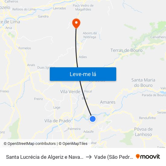 Santa Lucrécia de Algeriz e Navarra to Vade (São Pedro) map