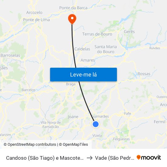 Candoso (São Tiago) e Mascotelos to Vade (São Pedro) map