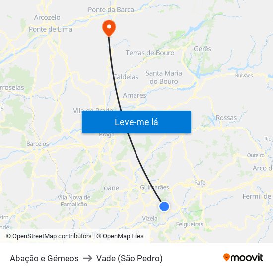 Abação e Gémeos to Vade (São Pedro) map