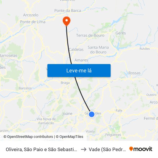 Oliveira, São Paio e São Sebastião to Vade (São Pedro) map