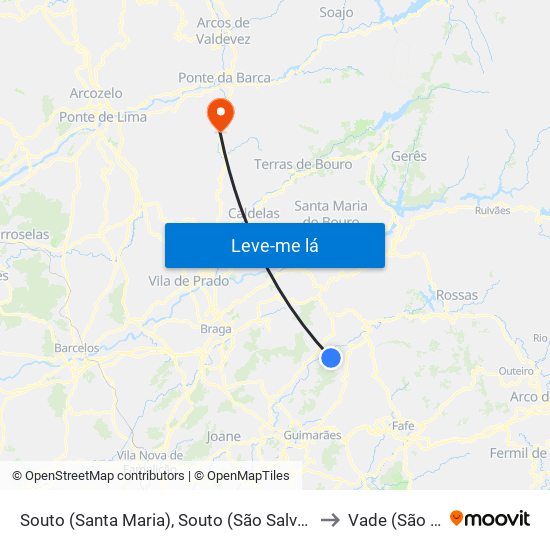 Souto (Santa Maria), Souto (São Salvador) e Gondomar to Vade (São Pedro) map