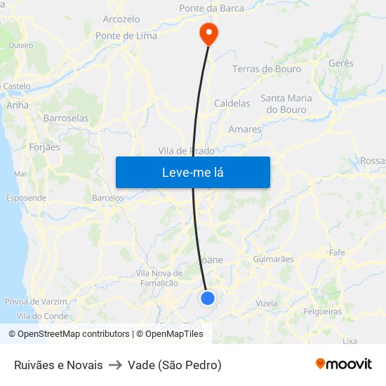 Ruivães e Novais to Vade (São Pedro) map