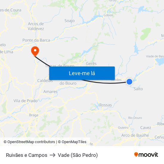 Ruivães e Campos to Vade (São Pedro) map