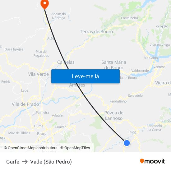 Garfe to Vade (São Pedro) map