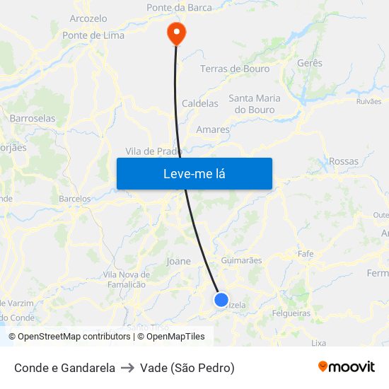 Conde e Gandarela to Vade (São Pedro) map