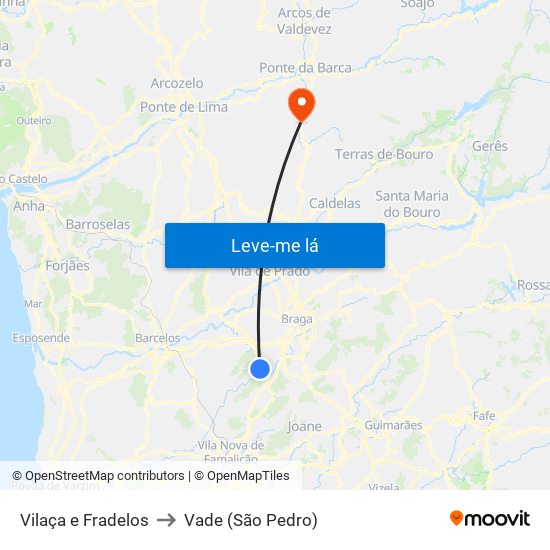 Vilaça e Fradelos to Vade (São Pedro) map