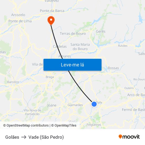 Golães to Vade (São Pedro) map