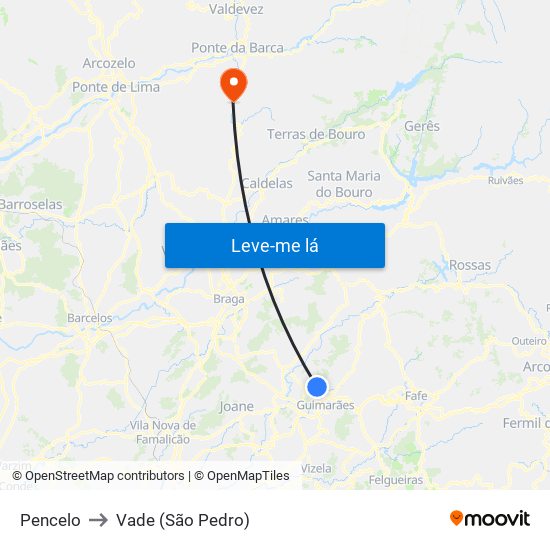 Pencelo to Vade (São Pedro) map