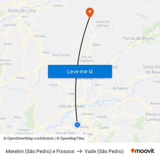 Merelim (São Pedro) e Frossos to Vade (São Pedro) map