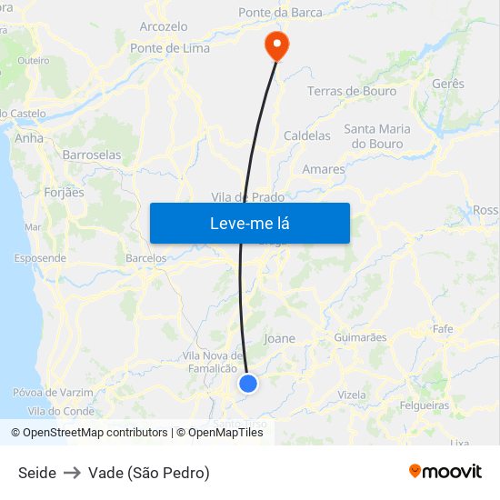 Seide to Vade (São Pedro) map