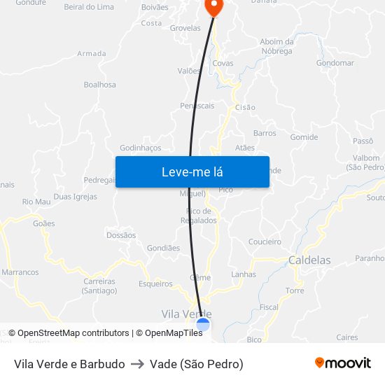 Vila Verde e Barbudo to Vade (São Pedro) map