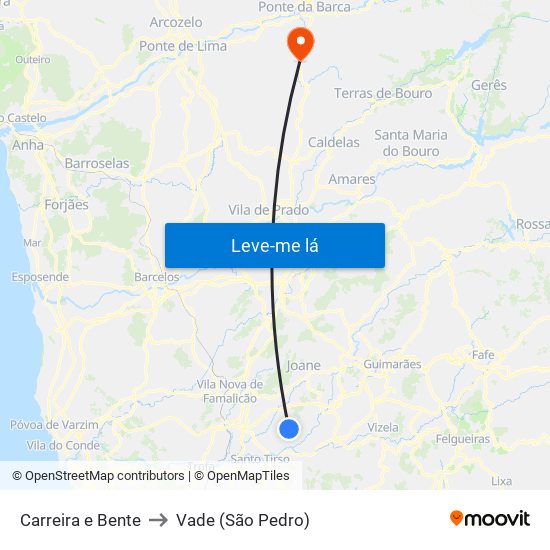 Carreira e Bente to Vade (São Pedro) map